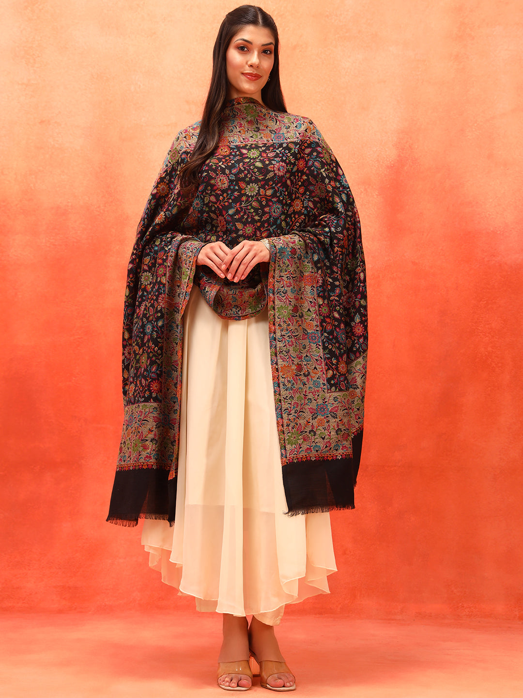 Pashmoda Women Mehar Kaani Wool Blend Kashmiri Shawl (Size: 101X203 CM)