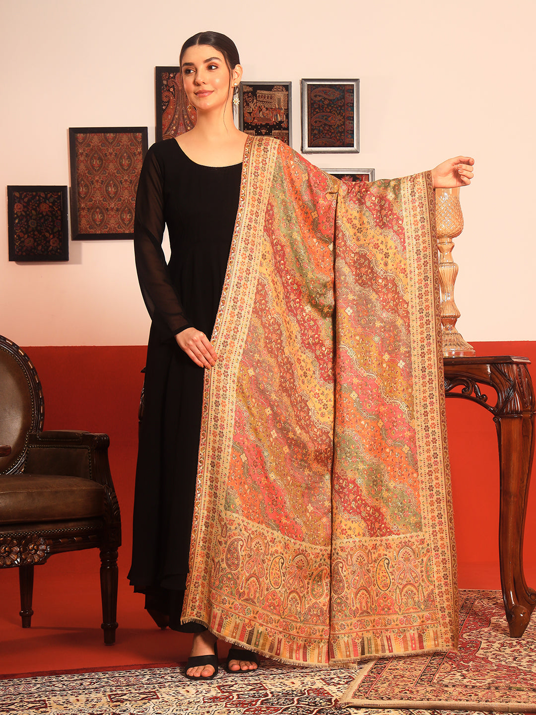 Pashmoda Women Libaas Zari Kaani Fine Wool Shawl (Size: 101X203 CM)