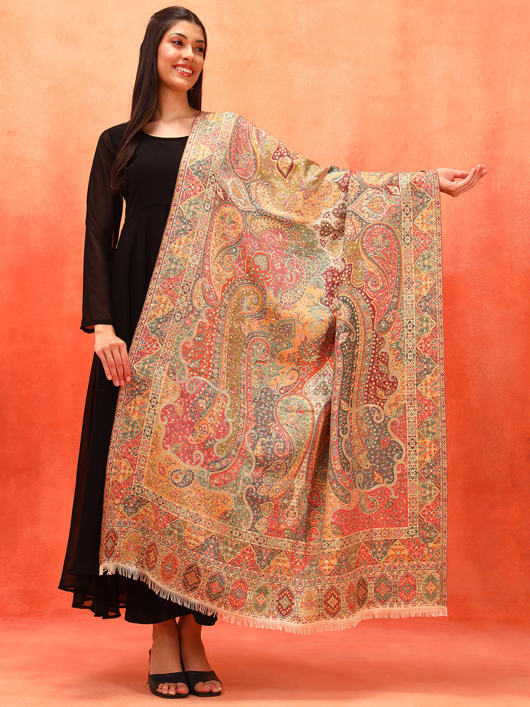 Pashmoda Women Zarveen Zari Kaani Fine Wool Shawl (Size:101x203 CM)