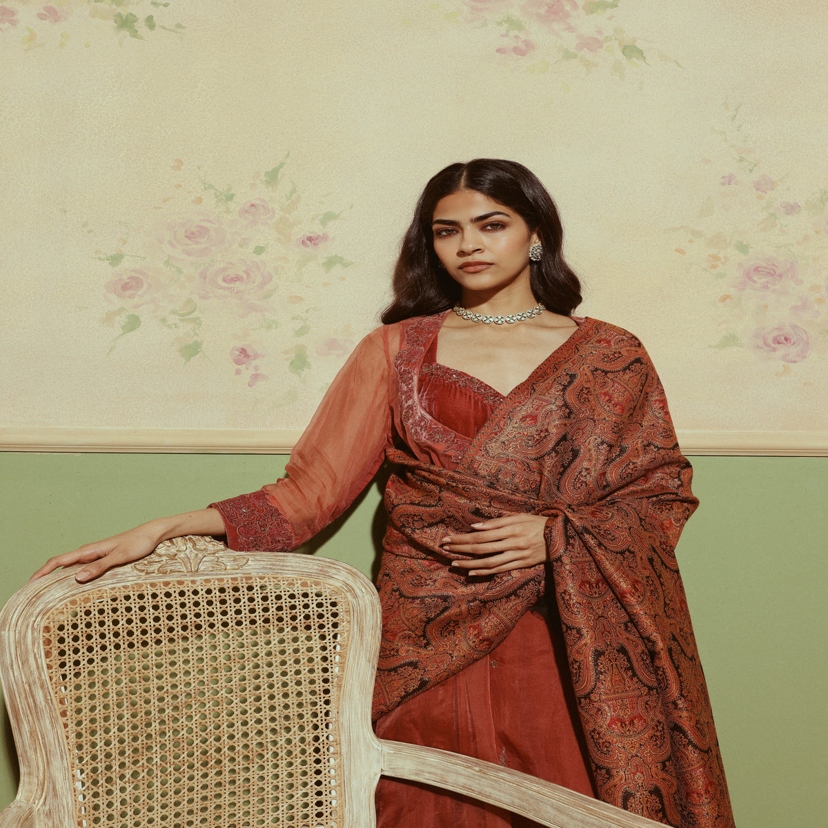 Pashmoda Women Gulnaar Royale Zari Reversible Kaani Fine Wool Shawl, Shawl, Scarf, Heritage Kashmiri Pashmina Stole, Evening Wrap (Size 40X80 inches)