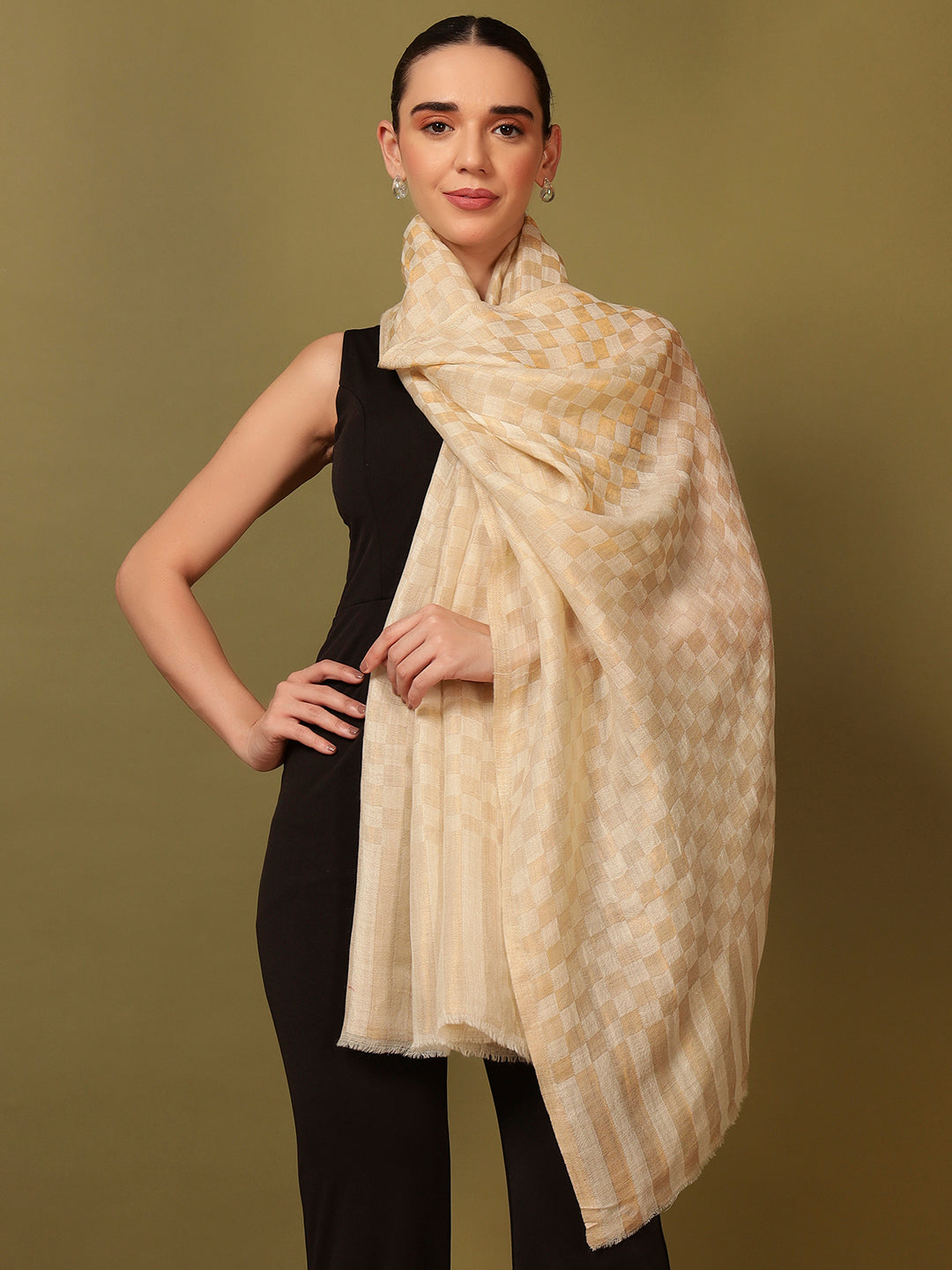 His and Her Gift Set of Zari Stoles With Wooden Gift Box