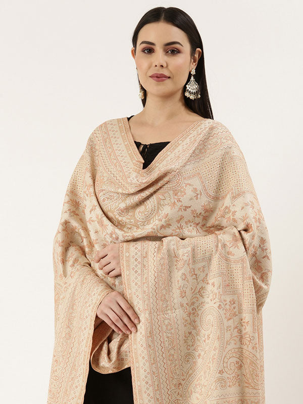 Women's Aaraish Kashmiri Royal Paisley Design Jamawar Shawl (Size: 101 X 203 Cms)