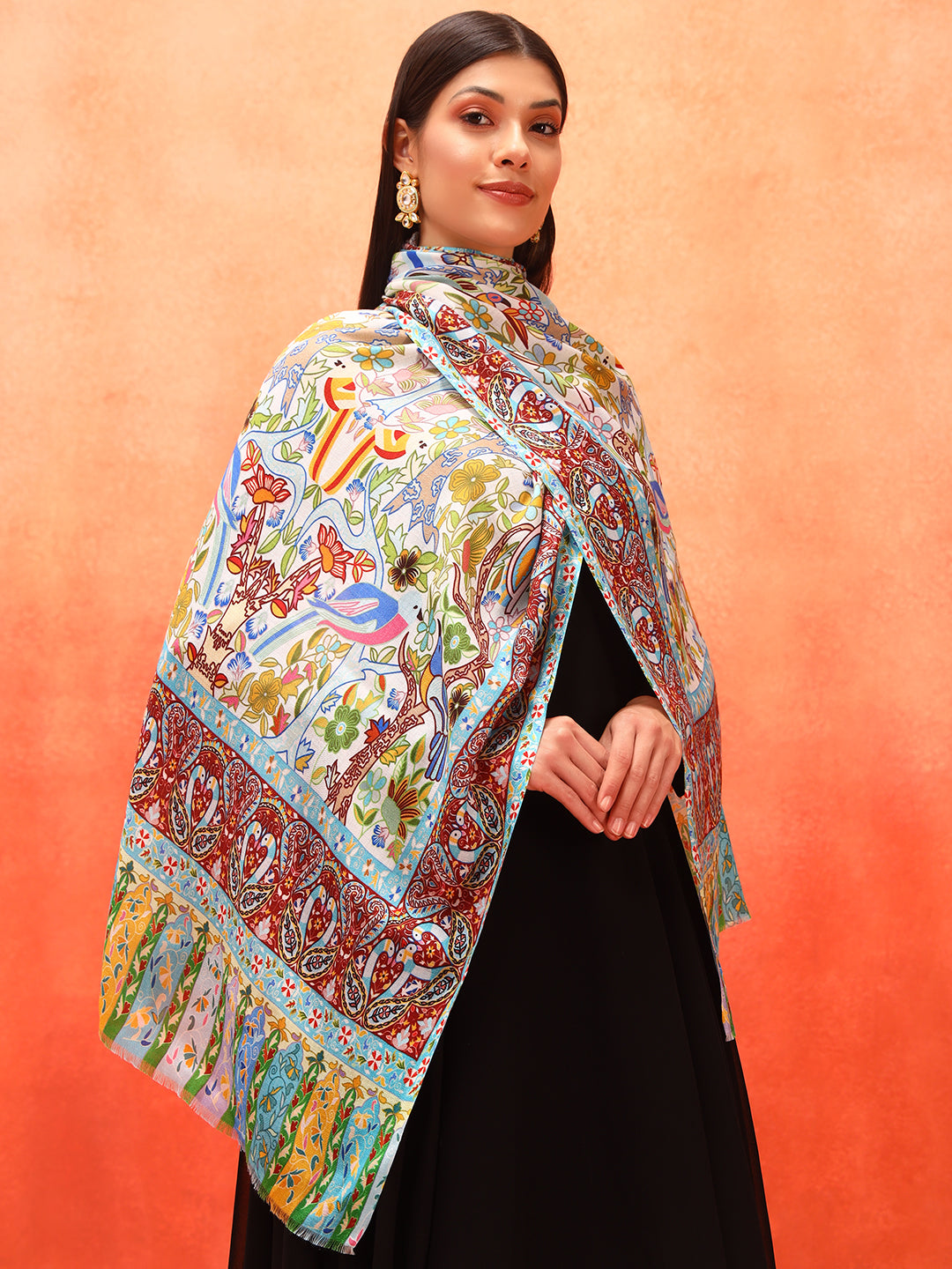 Pashmoda Women Royal Embers Fine Soft Bamboo Fibre Stole (Size: 71x203 CM)