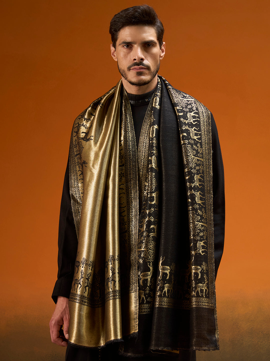 Men Shahi Caravan Reversible Zari Stole