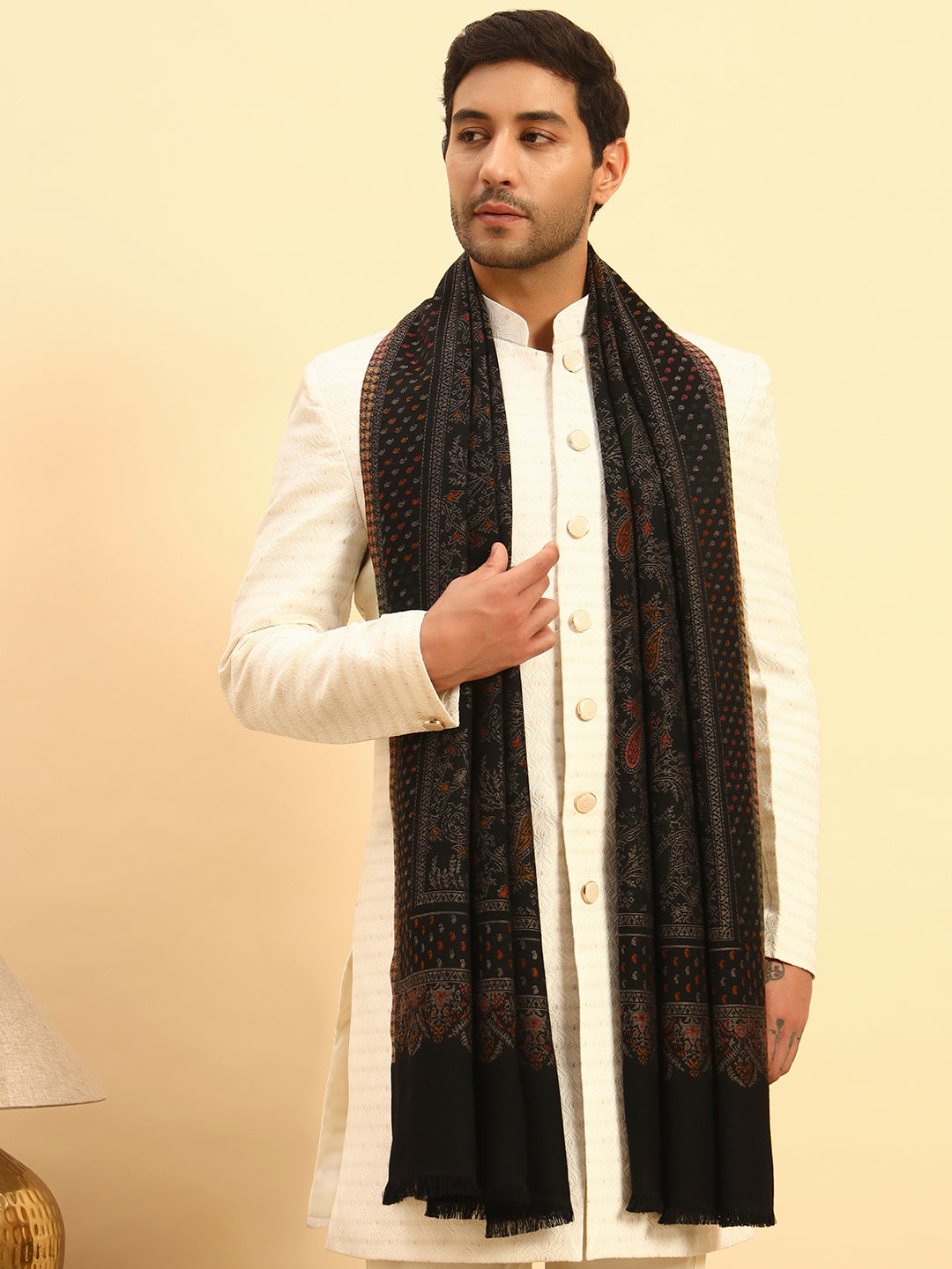 Pashmoda Men Paisley Harmony Kaani Stole (Size : 71X203 CM)