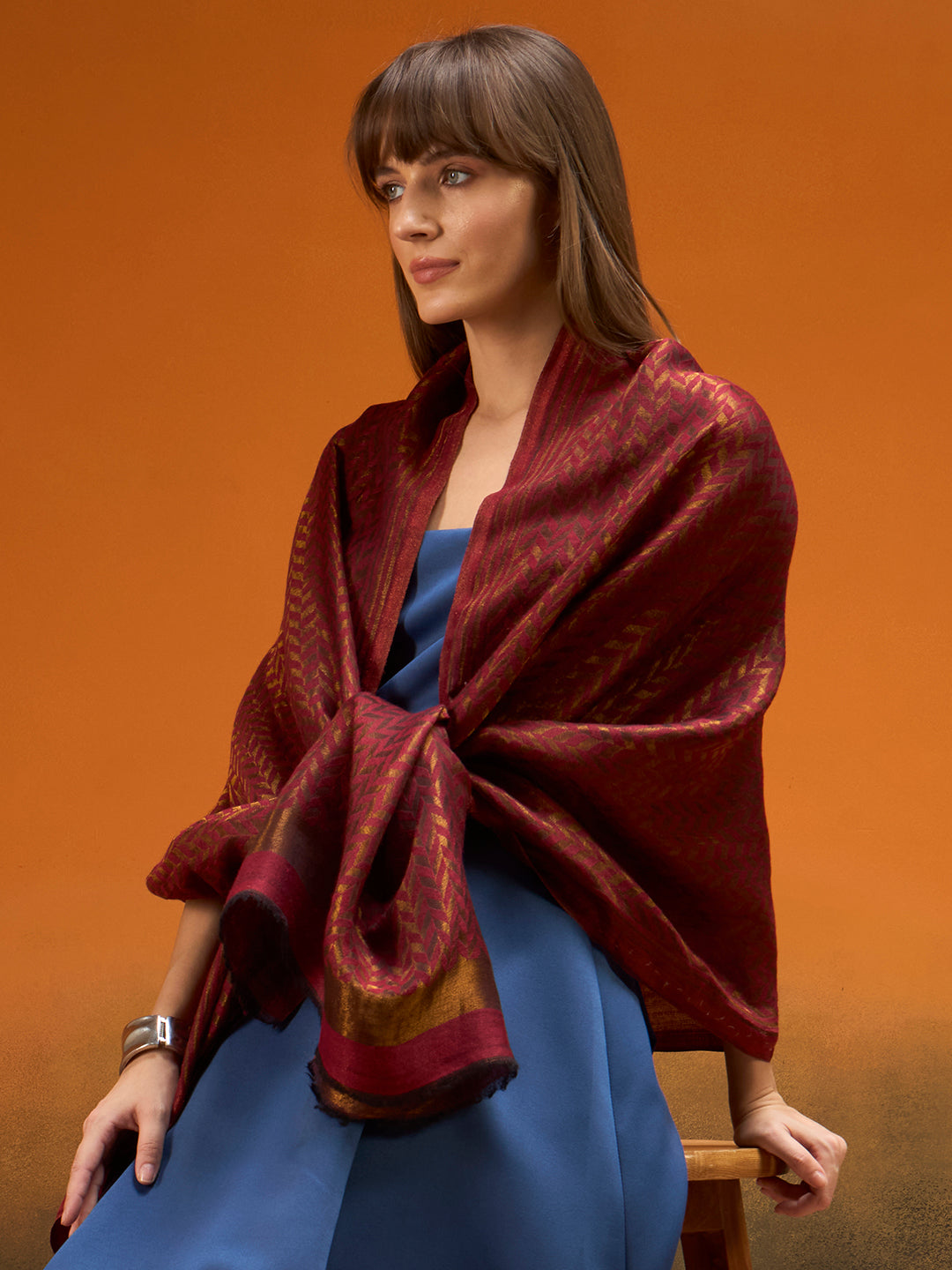 Women Heritage chevron Zari Stole
