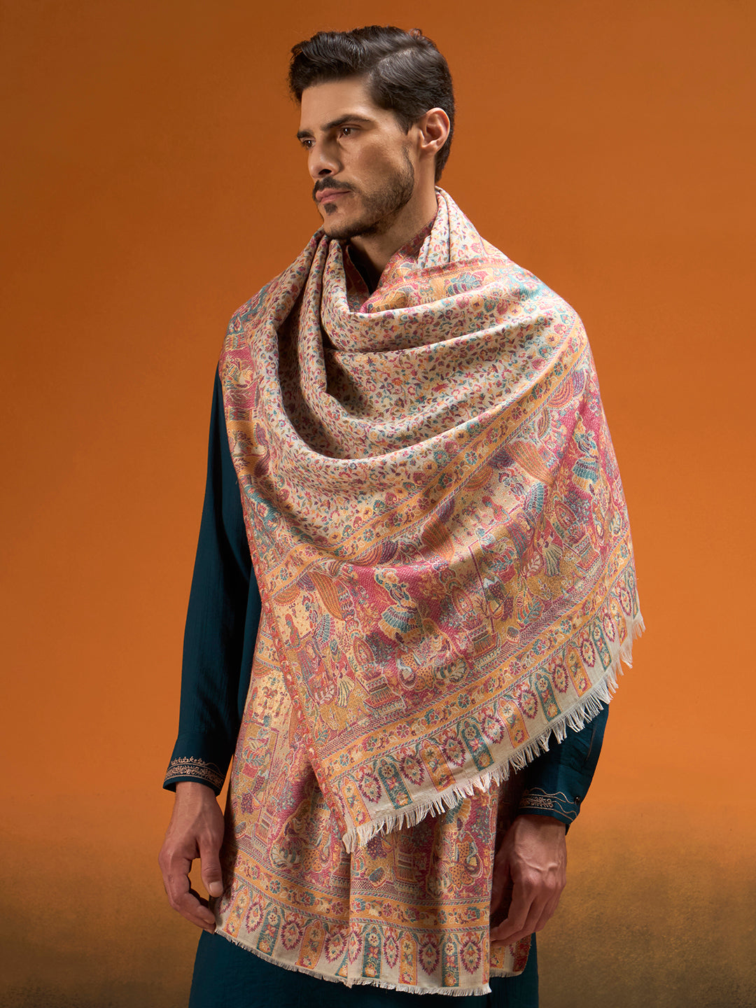 Men Persian Court Fine Wool Kaani Shawl