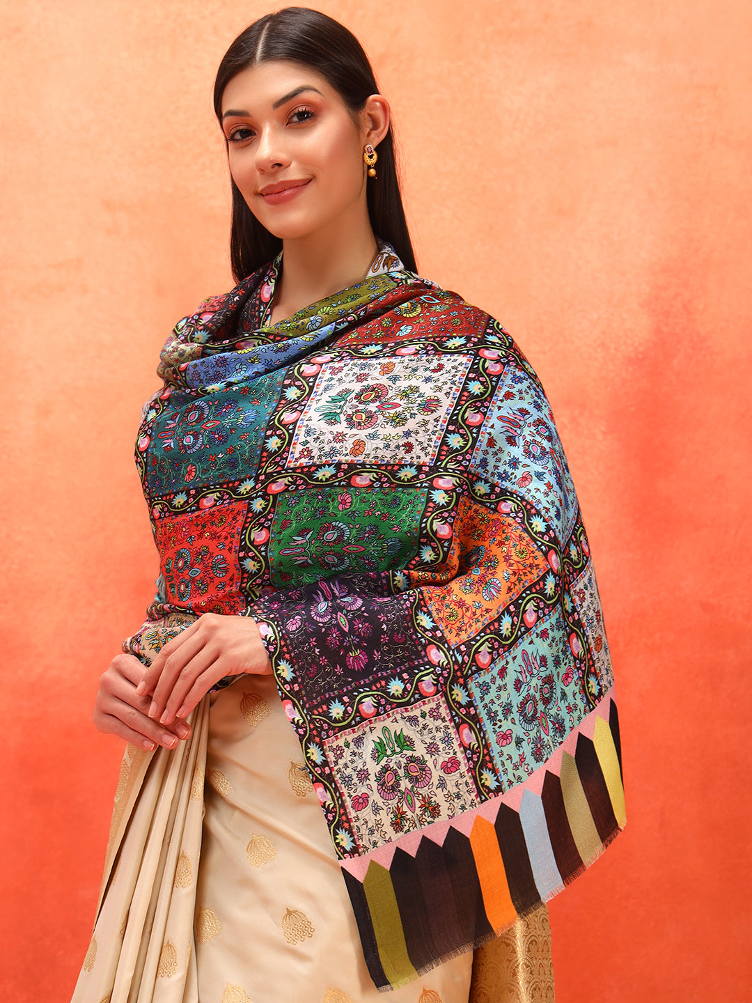 Pashmoda Women Floral Sonata Fine Soft Bamboo Fibre Stole (Size: 71x203 CM)