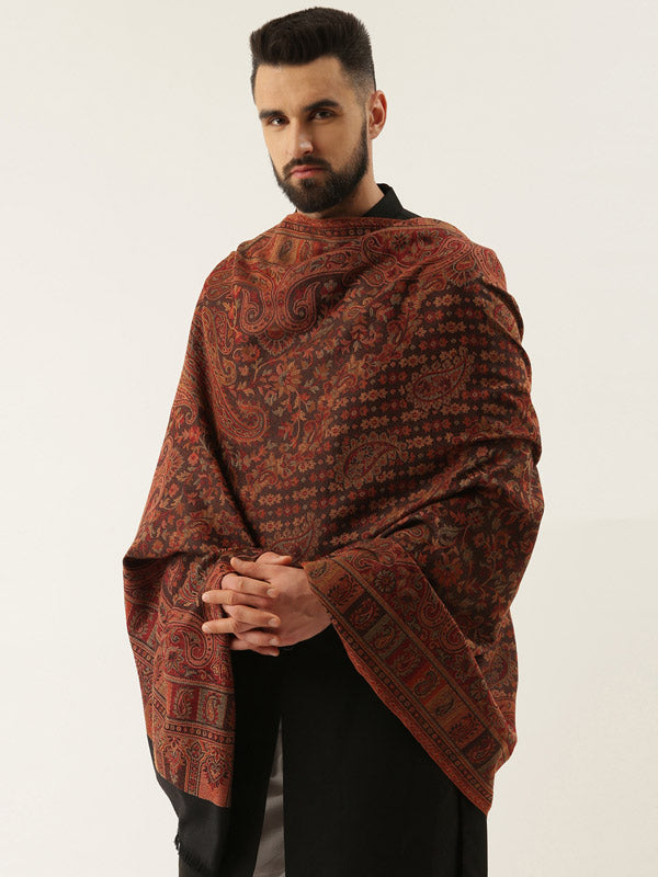 Men Dastaan Jamawar Kashmiri Luxury Shawl Size: 101x203 CM BLACK