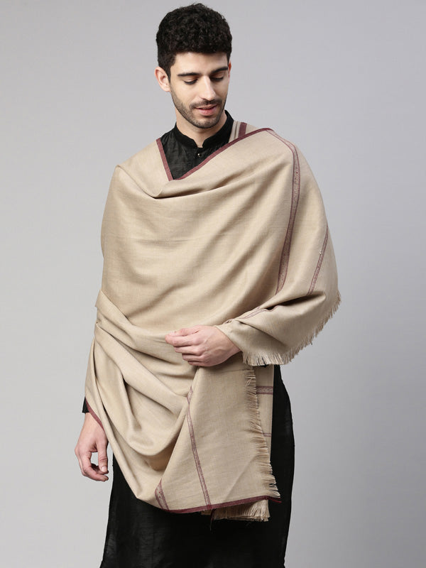 Men farhat Woven Design Shawl (Size 127x254 cms, Black Color)