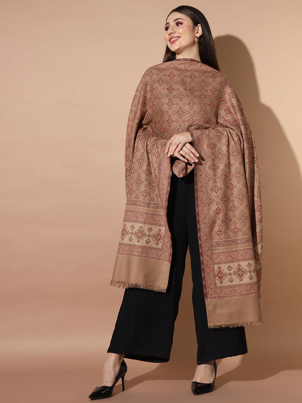 Women Raqsaan Woven Design Jamawar Shawl (Size 101X203 CM)
