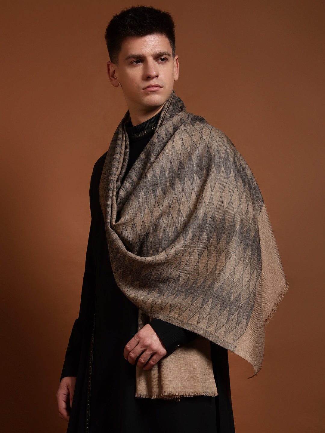 Men Ananta Ikat 100% Pure Wool Checkered Stole