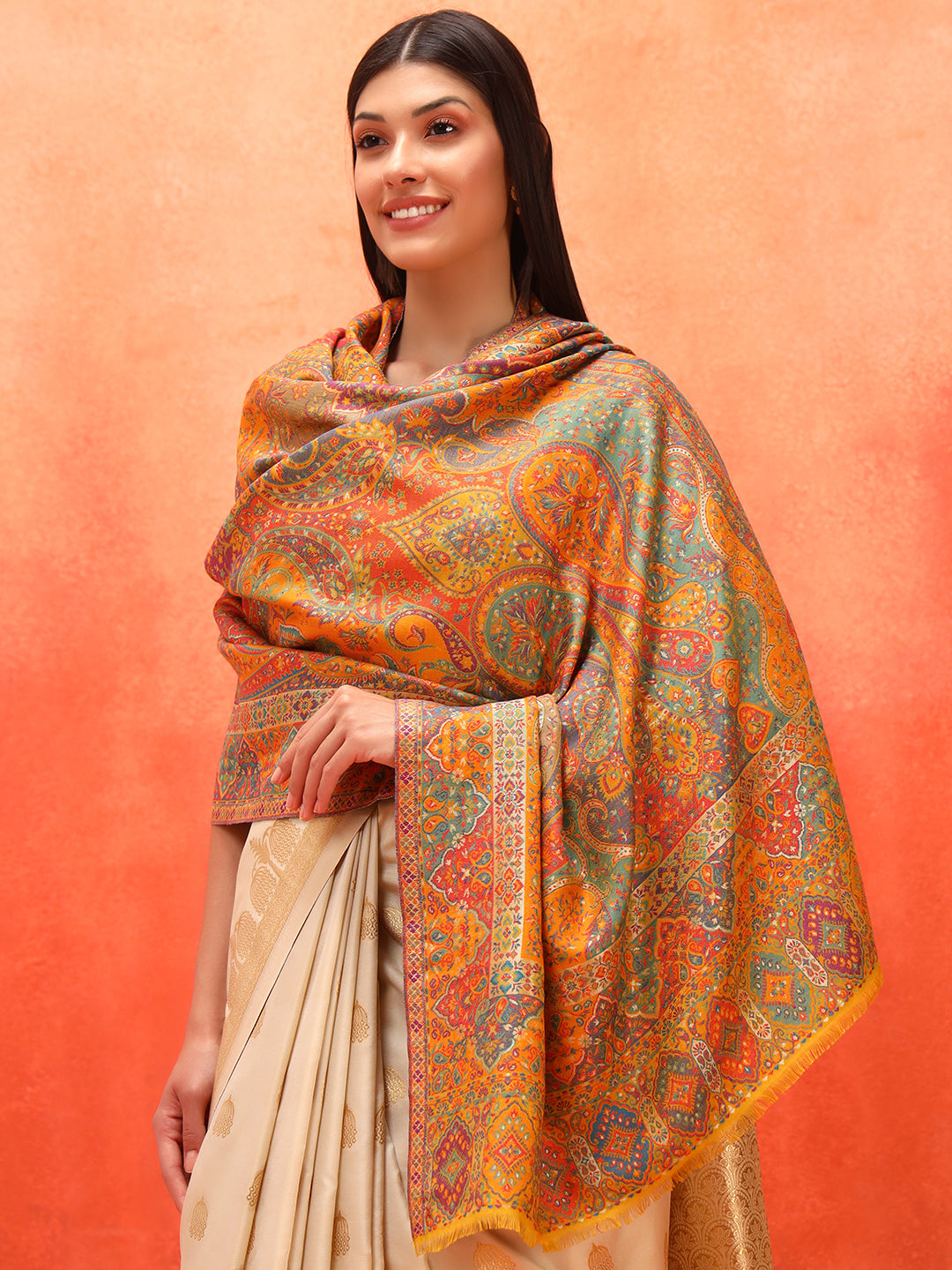 Pashmoda Women Zarveen Zari Kaani Fine Wool Shawl (Size:101x203 CM)