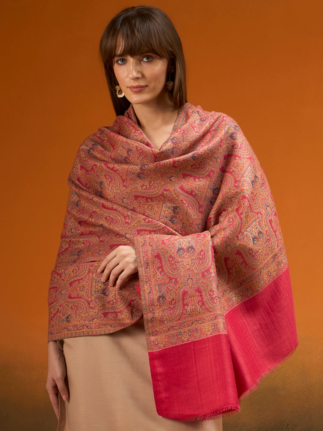 Pashmoda Women Gulnaar Royale Zari Reversible Kaani Fine Wool Shawl, Shawl, Scarf, Heritage Kashmiri Pashmina Stole, Evening Wrap (Size 40X80 inches)