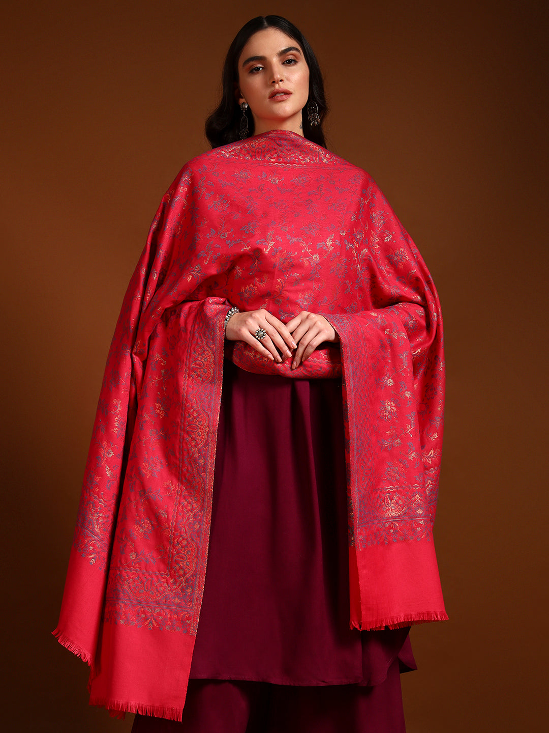 Pashmoda Women Nazrana Kashmiri Jamawar Woven Shawl (Size: 101X203 CM)