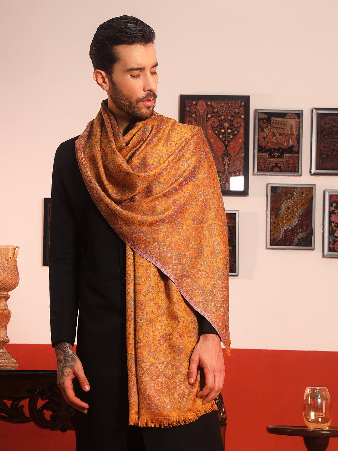 Pashmoda Men Mehrang Kaani Stole (Size : 71X203 CM)