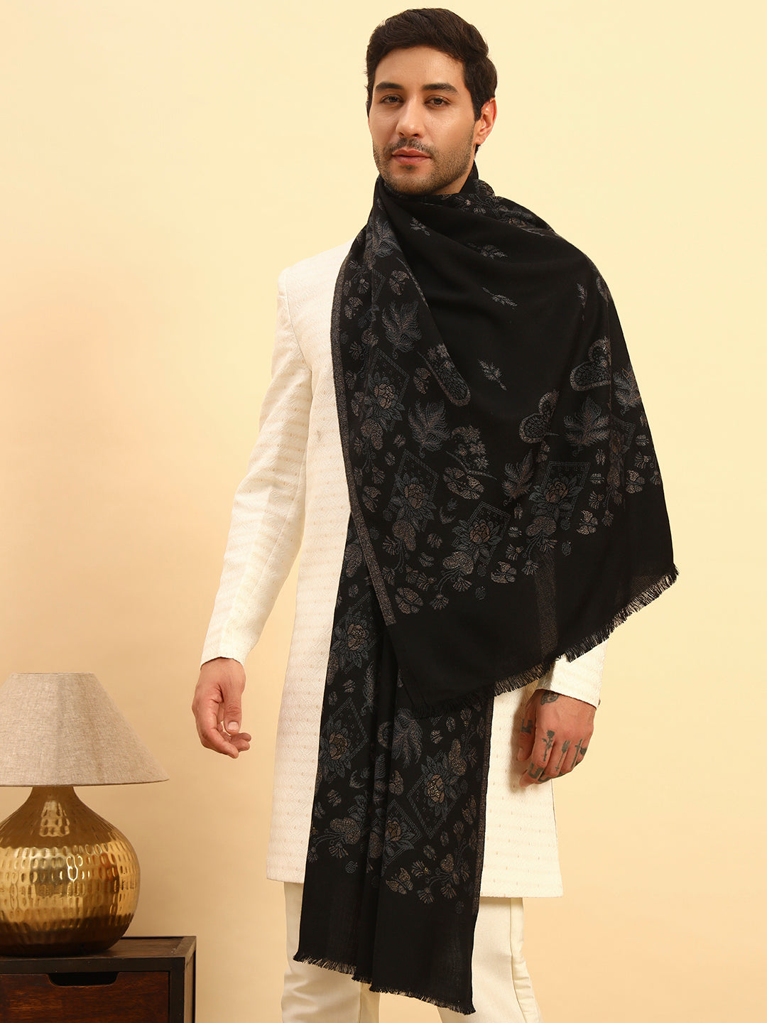 Pashmoda Men Eternal Blooms Kaani Stole (Size : 71X203 CM)