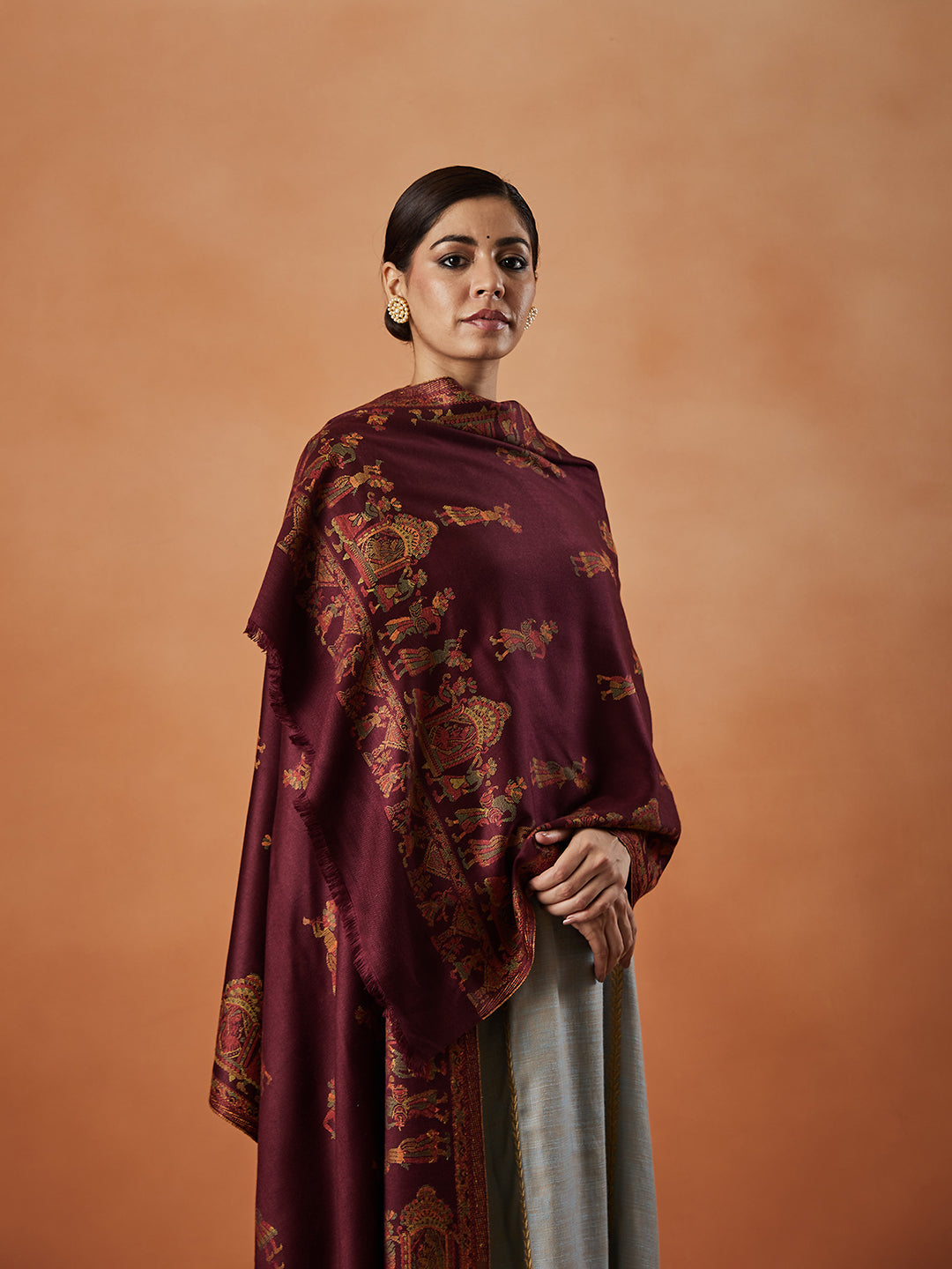 Pashmoda Women Pari mahal Kaani Stole Size:( 71X203 CM)