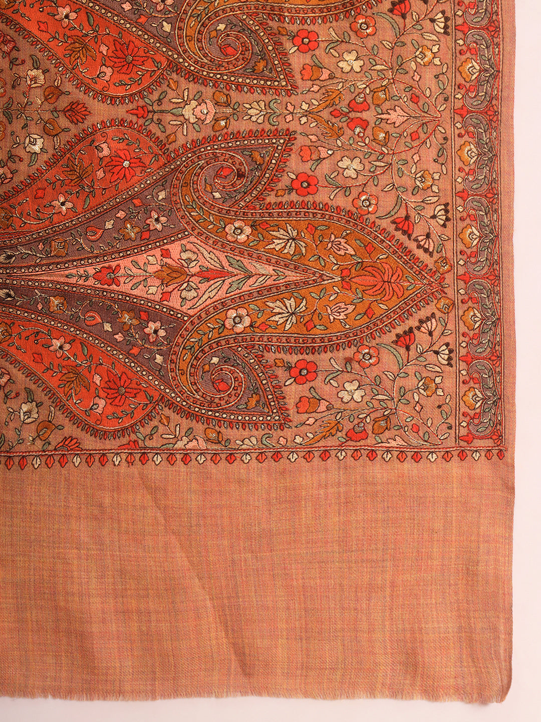 Pashmoda Women Mahnoor 100% Pure Wool Sozni Hand Embroidered Shawl (Size: 101x203 Cm)