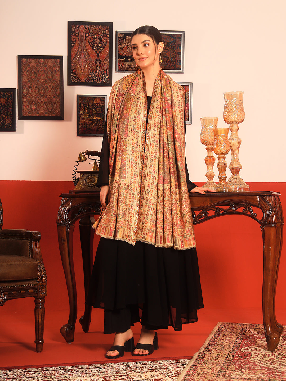 Pashmoda Women Libaas Zari Kaani Fine Wool Shawl (Size: 101X203 CM)