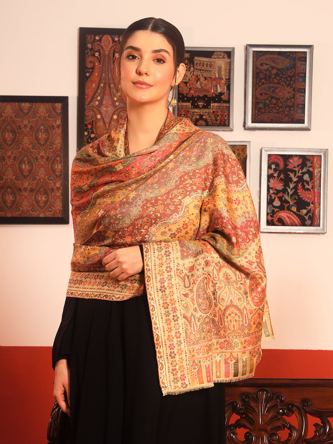 Pashmoda Women Libaas Zari Kaani Fine Wool Shawl (Size: 101X203 CM)