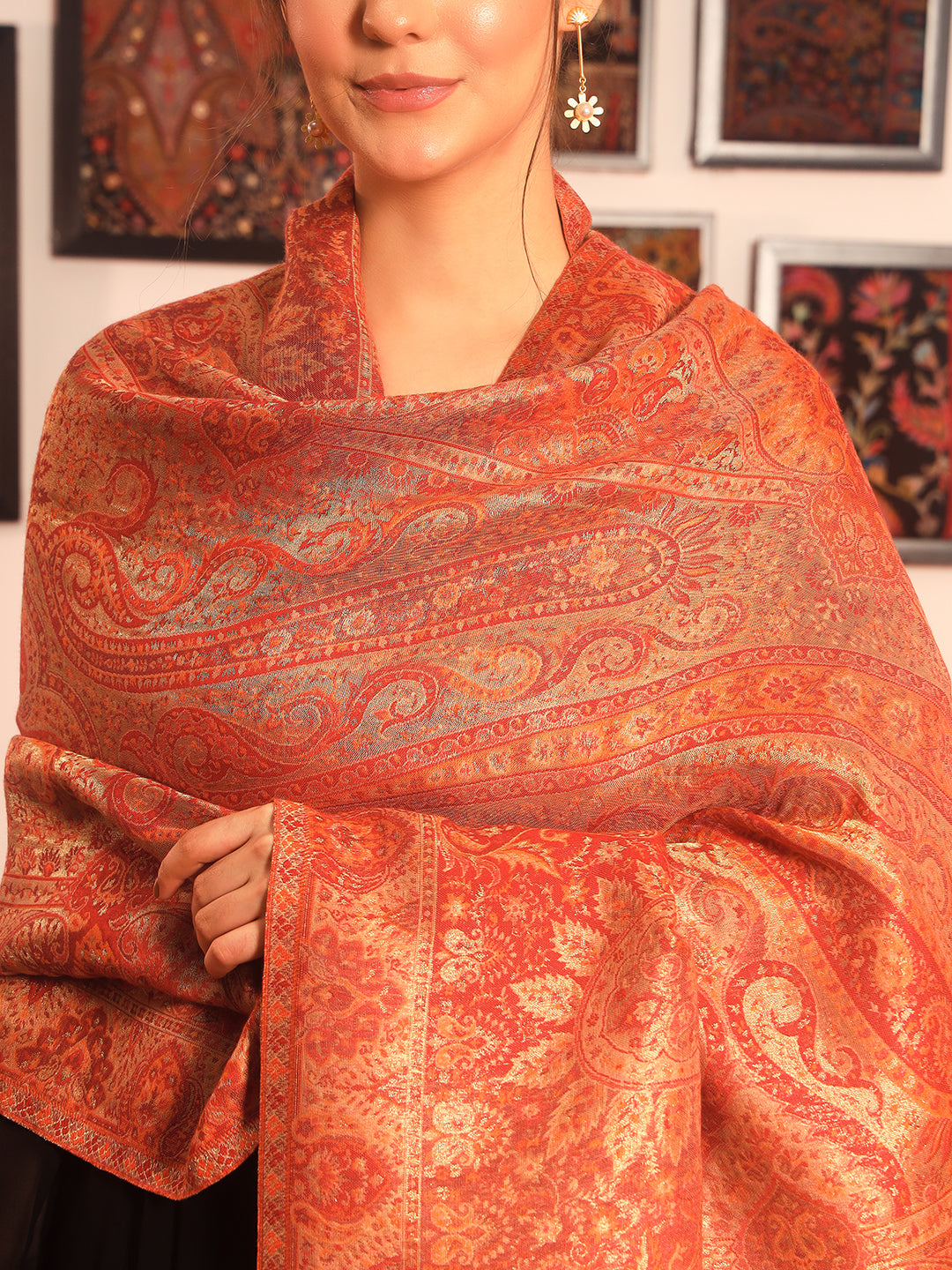 Pashmoda Women Naazneen Kaani Wool Blend Kashmiri Shawl (Size: 101X203 CM)