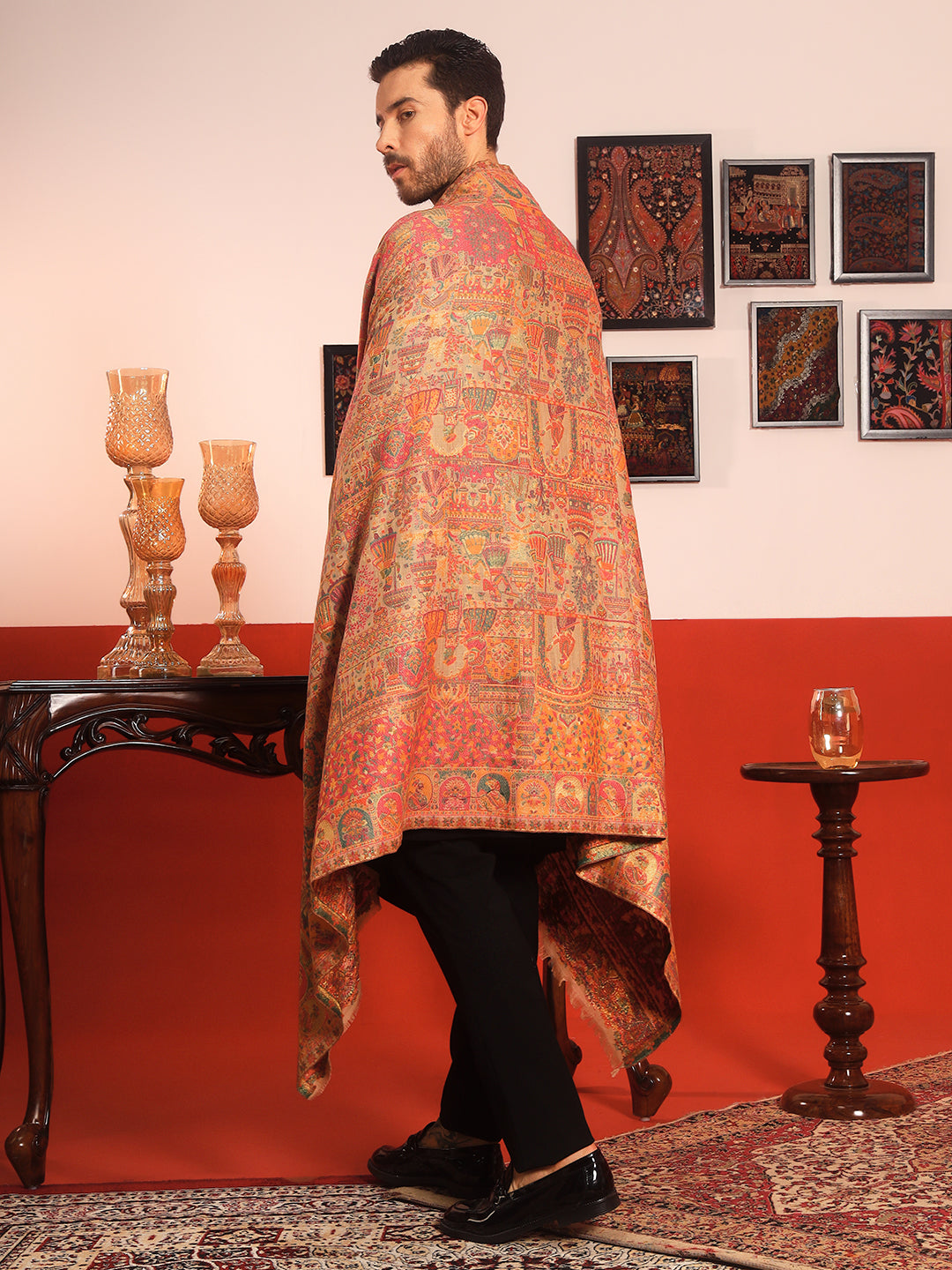 Pashmoda Men Zewar Zari Kaani Fine Wool Shawl (Size: 101X203 CM)