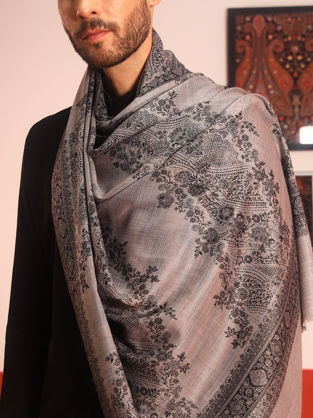 Pashmoda Men Kohsar Kashmiri Jamawar Woven Shawl (Size: 101X203 CM)