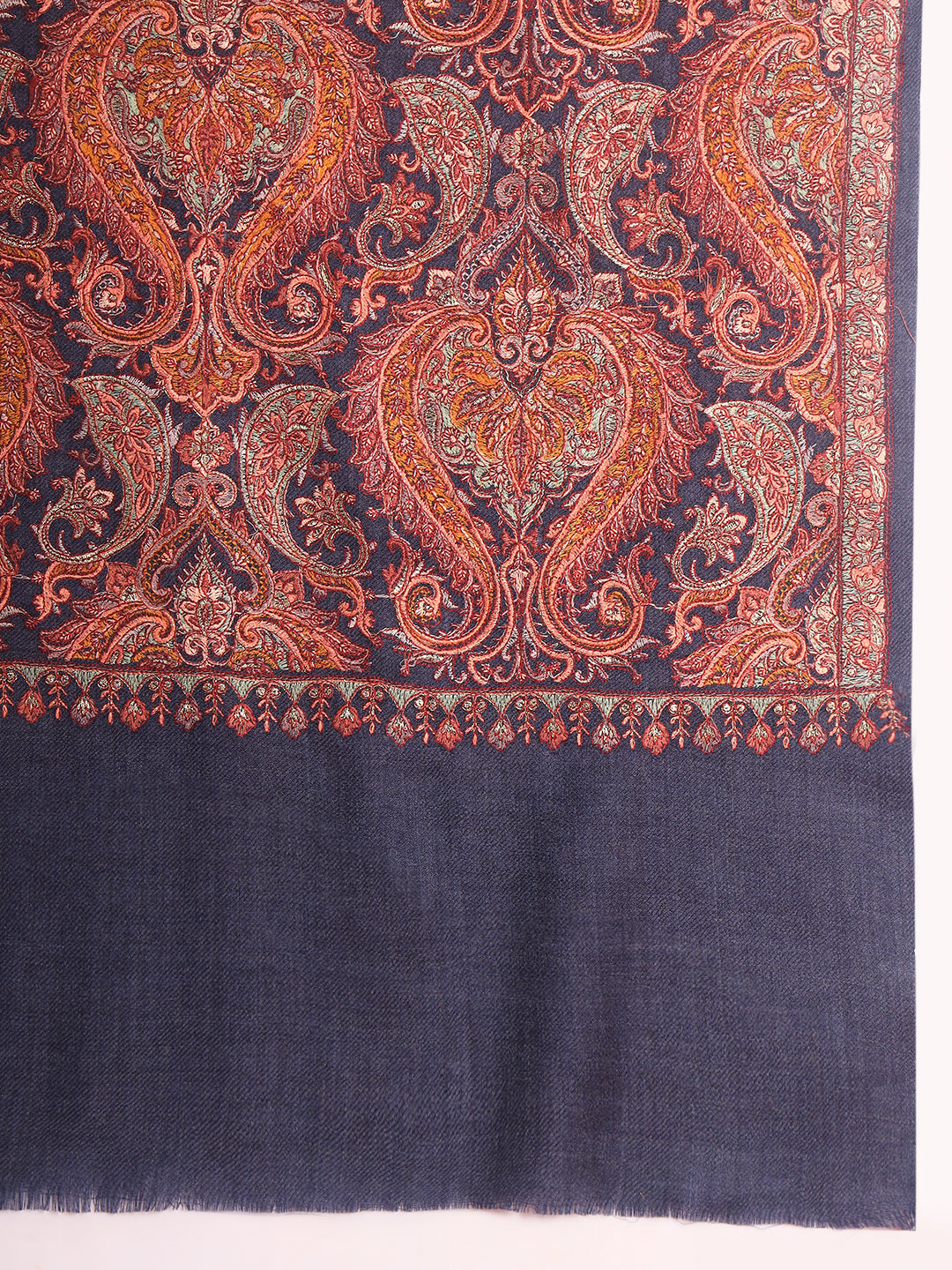 Pashmoda Men Rehnan 100% Pure Wool Sozni Hand Embroidered Shawl (Size: 101x203 Cm)