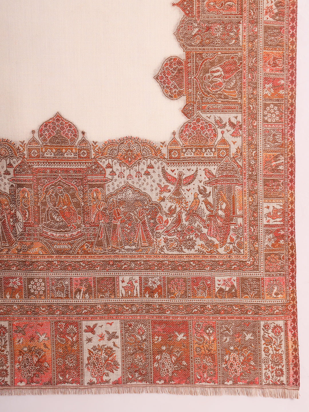 Pashmoda Men Arcadia Borders Kashmiri Jamawar Woven Shawl (Size: 101X203 CM)