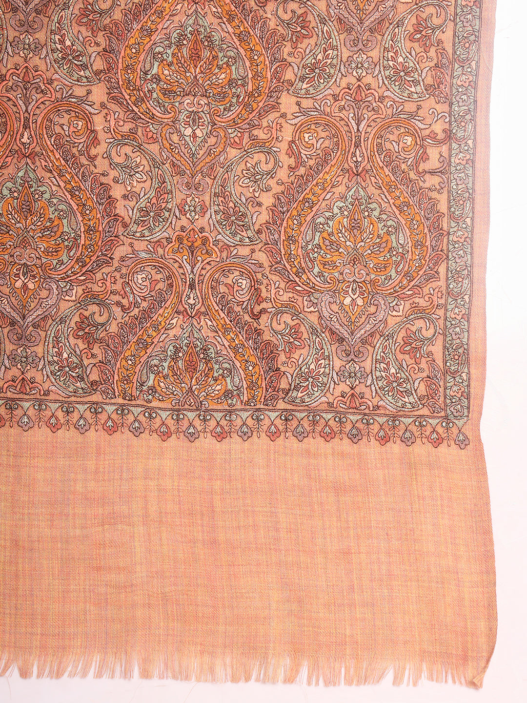 Pashmoda Men Rehnan 100% Pure Wool Sozni Hand Embroidered Shawl (Size: 101x203 Cm)