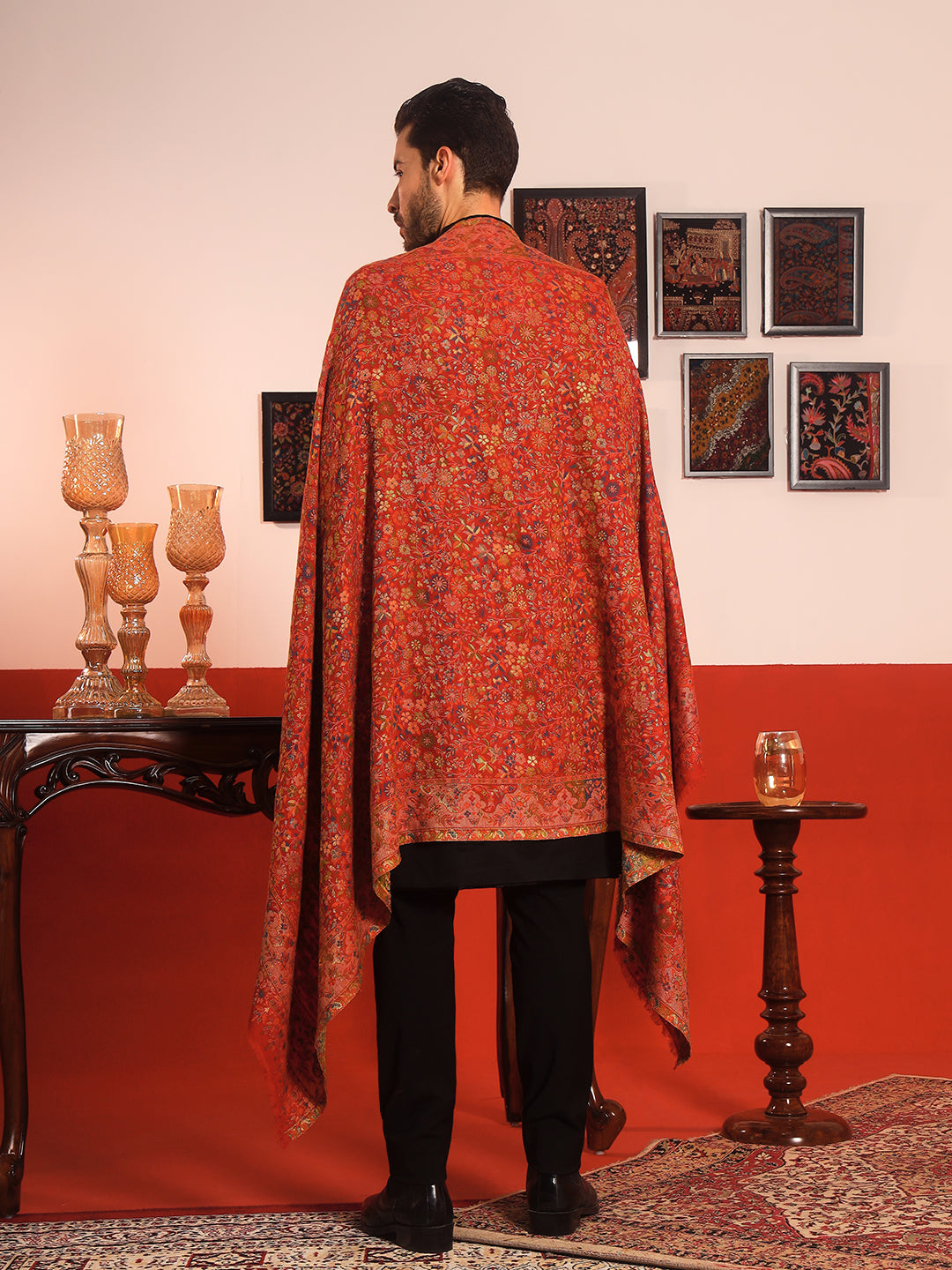 Pashmoda Men Nazrana Kaani Wool Blend Kashmiri Shawl (Size: 101X203 CM)