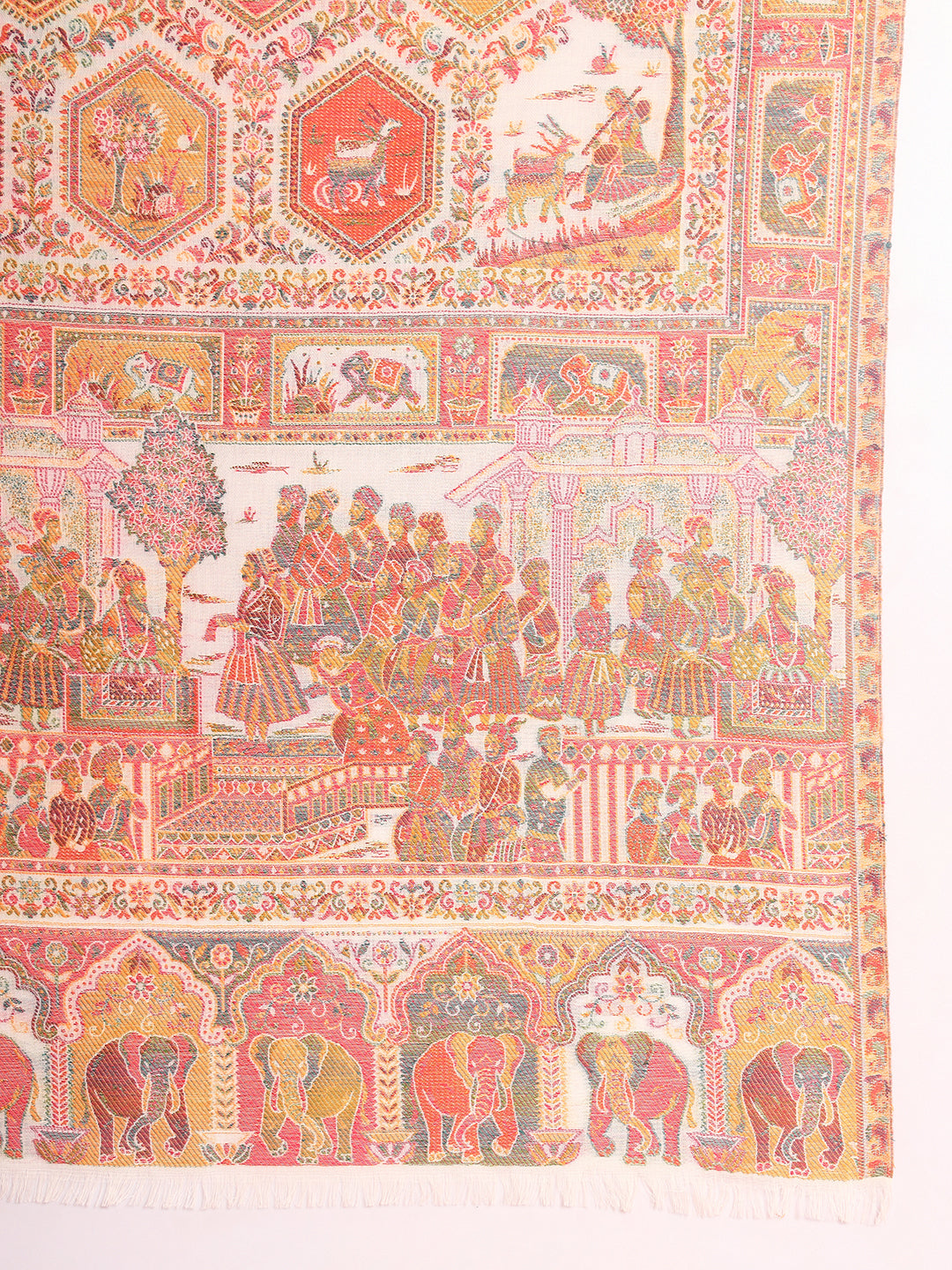 Pashmoda Men Darbari Kaani Wool Blend Kashmiri Shawl (Size: 101X203 CM)