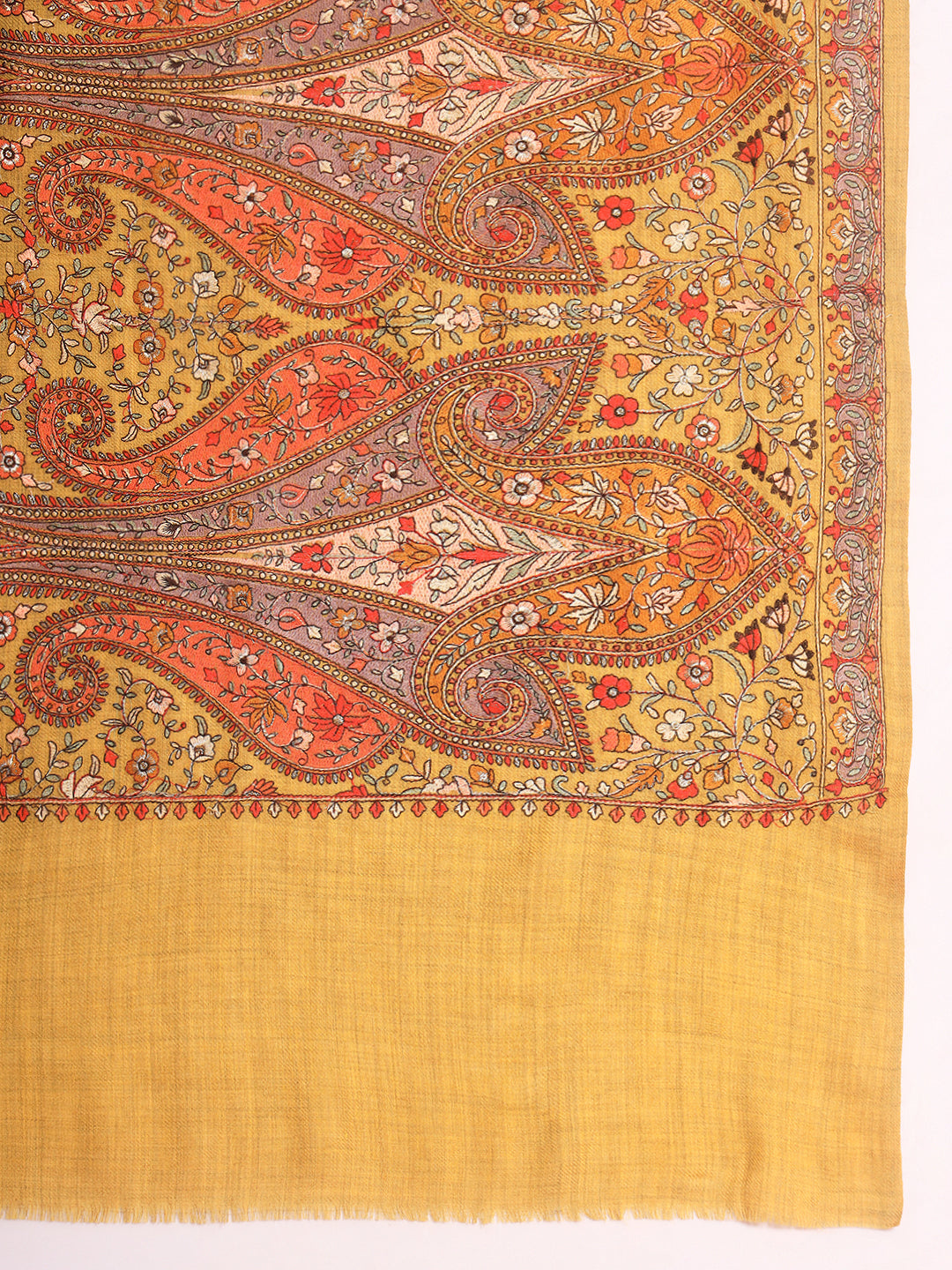 Pashmoda Men Mahnoor 100% Pure Wool Sozni Hand Embroidered Shawl (Size: 101x203 CM)