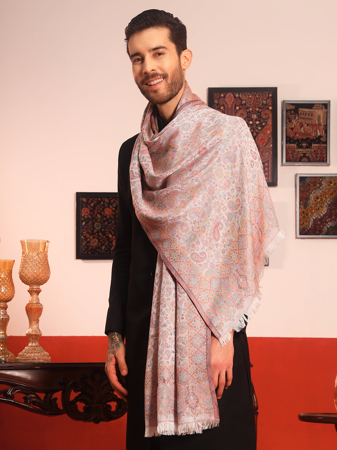 Pashmoda Men Mehrang Kaani Stole (Size : 71X203 CM)