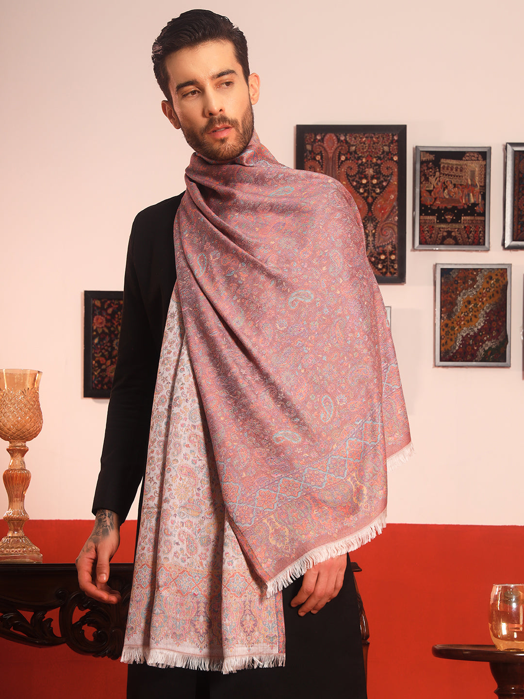 Pashmoda Men Mehrang Kaani Stole (Size : 71X203 CM)