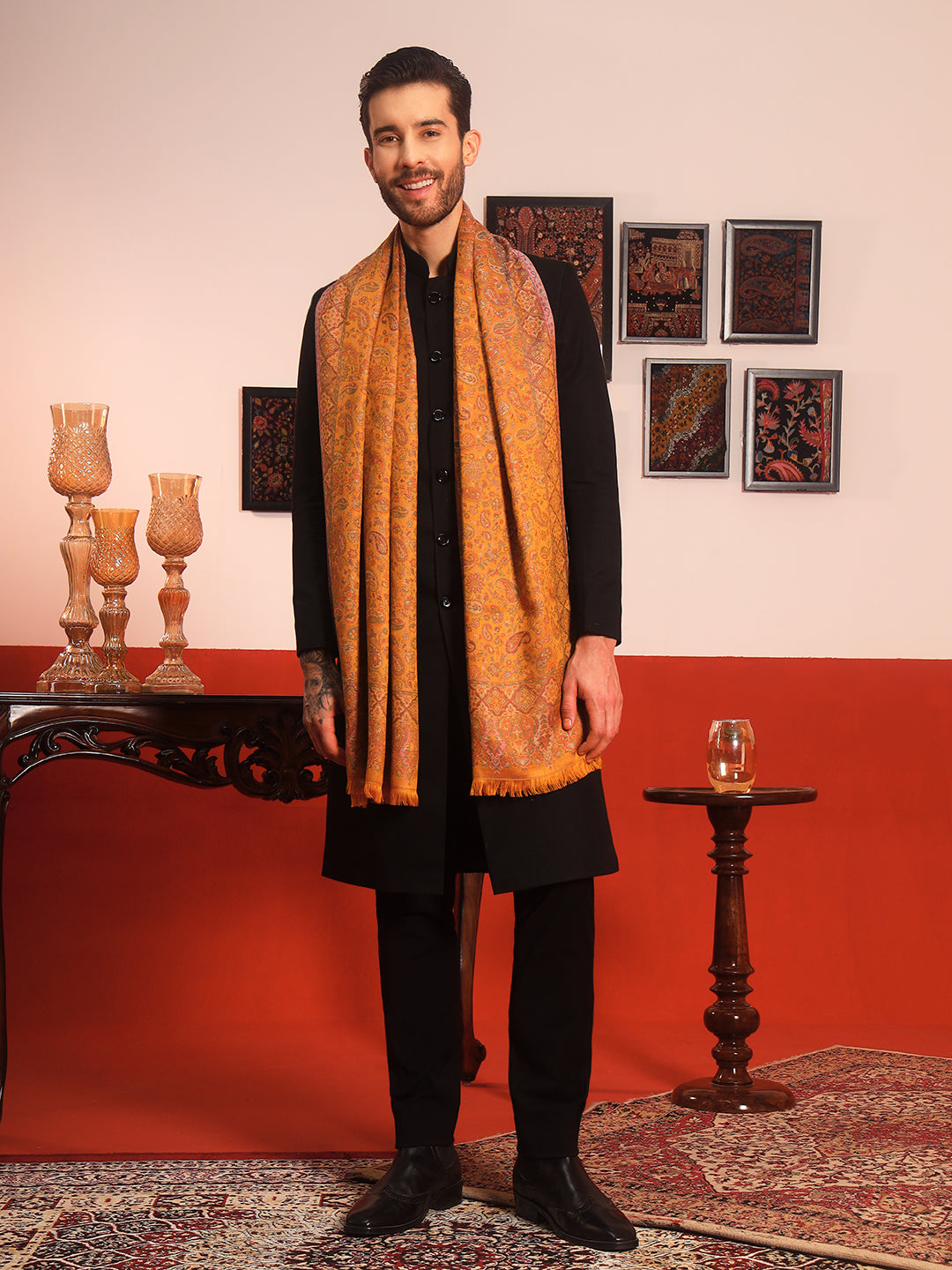 Pashmoda Men Mehrang Kaani Stole (Size : 71X203 CM)