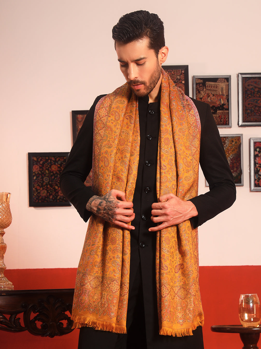 Pashmoda Men Mehrang Kaani Stole (Size : 71X203 CM)