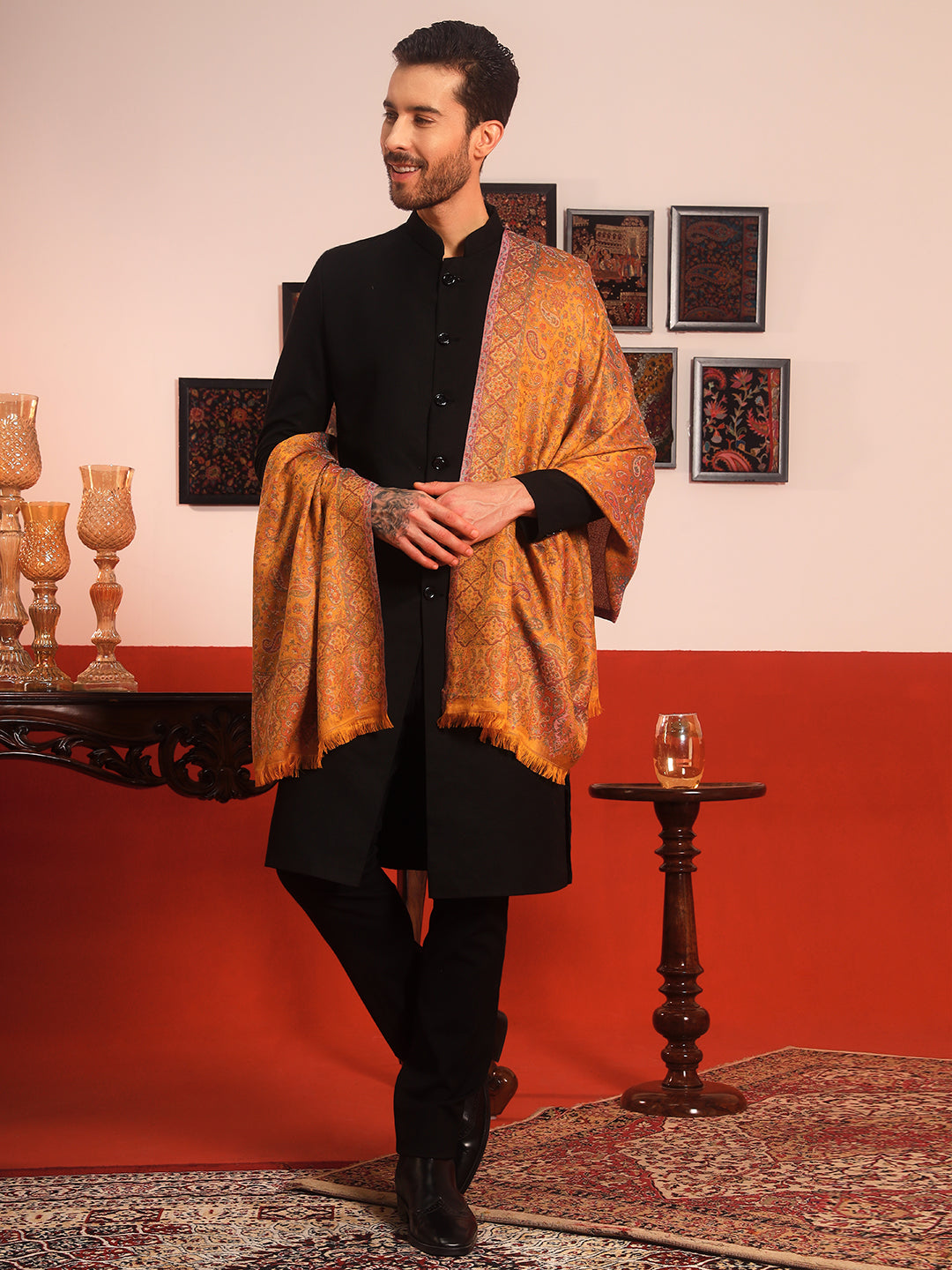 Pashmoda Men Mehrang Kaani Stole (Size : 71X203 CM)