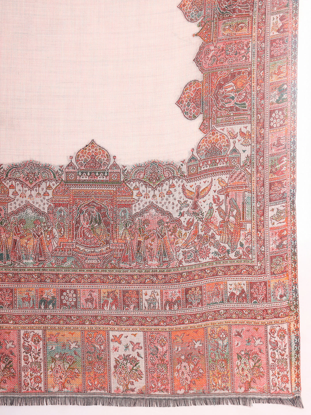 Pashmoda Men Arcadia Borders Kashmiri Jamawar Woven Shawl (Size: 101X203 CM)