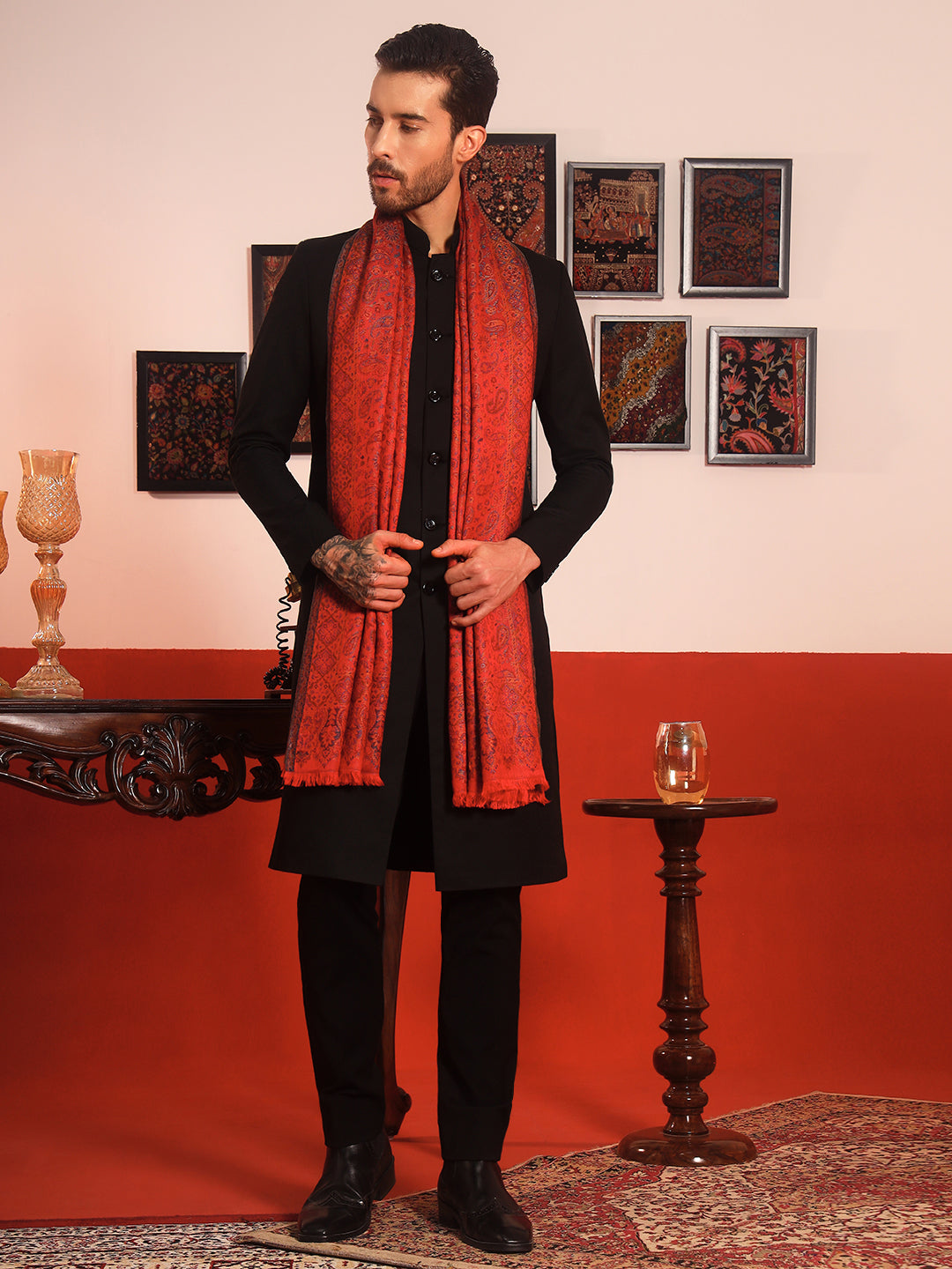 Pashmoda Men Mehrang Kaani Stole (Size : 71X203 CM)