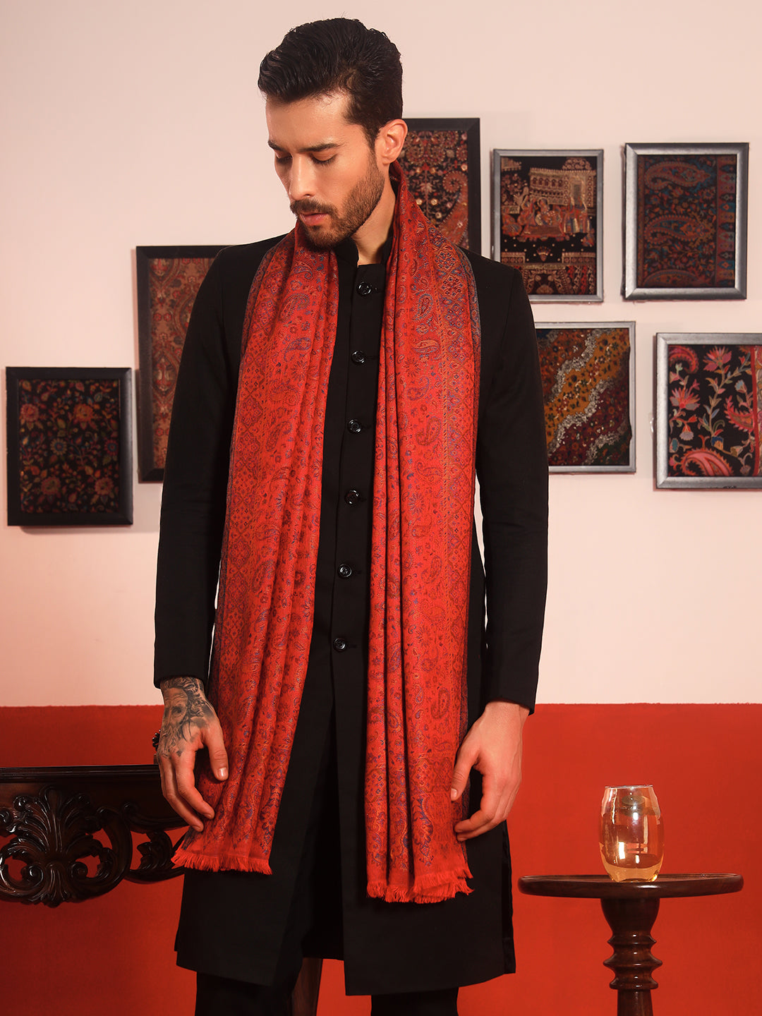 Pashmoda Men Mehrang Kaani Stole (Size : 71X203 CM)