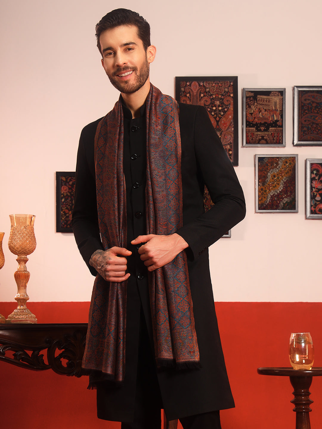 Pashmoda Men Mehrang Kaani Stole (Size : 71X203 CM)