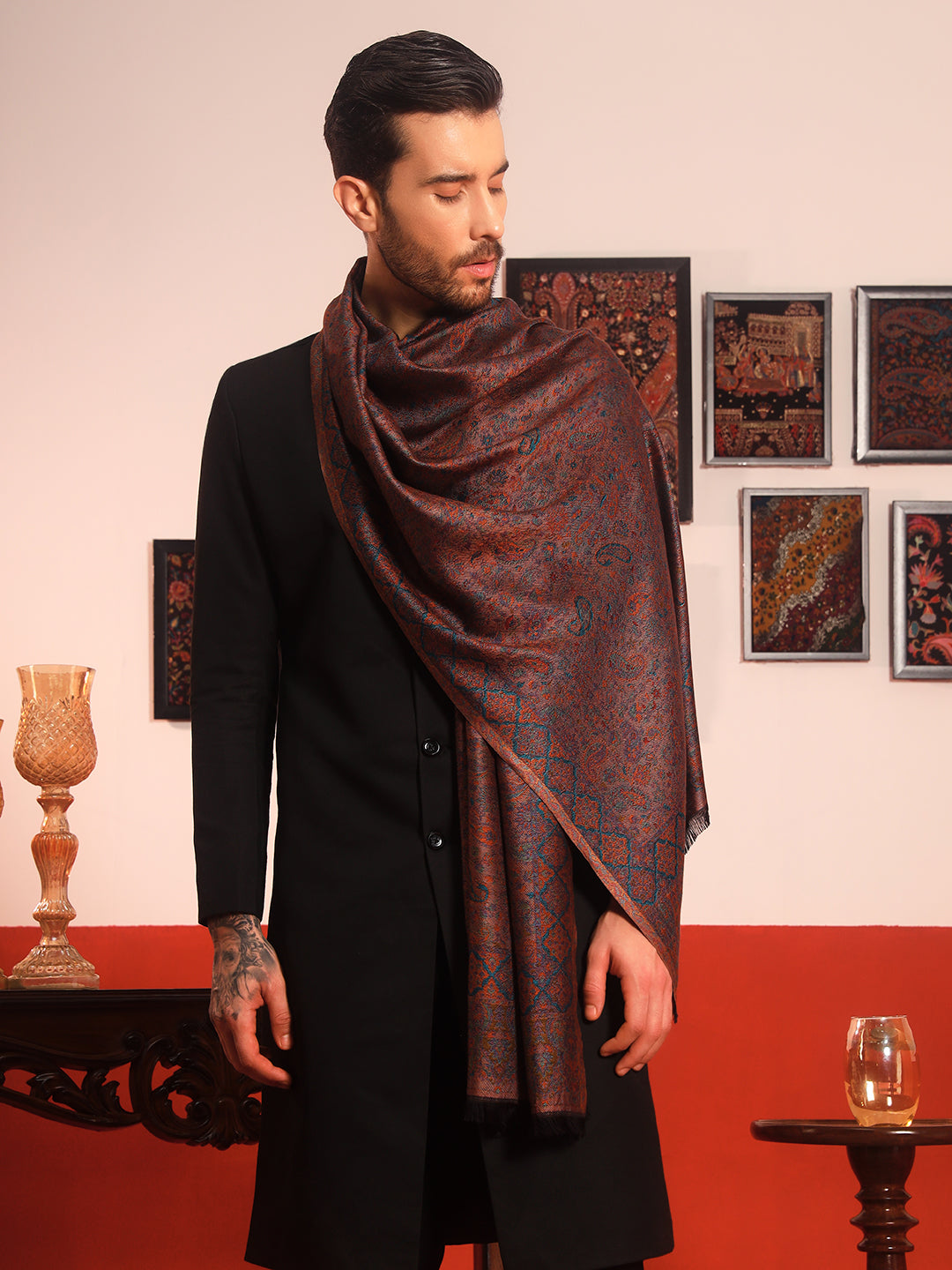 Pashmoda Men Mehrang Kaani Stole (Size : 71X203 CM)