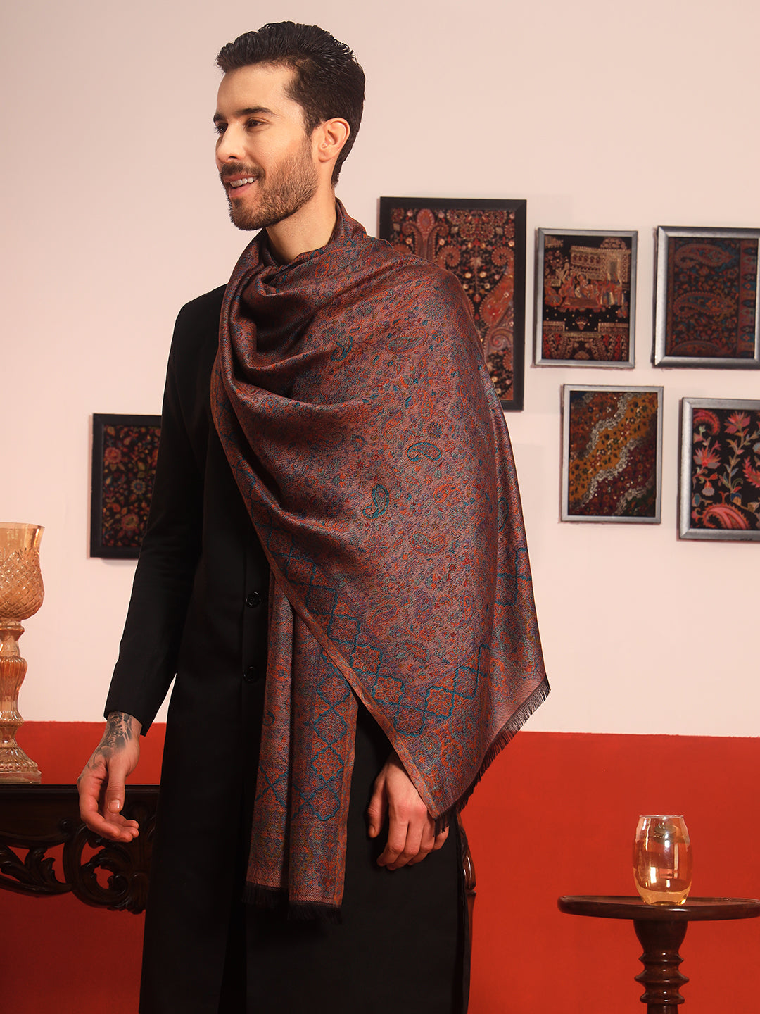 Pashmoda Men Mehrang Kaani Stole (Size : 71X203 CM)