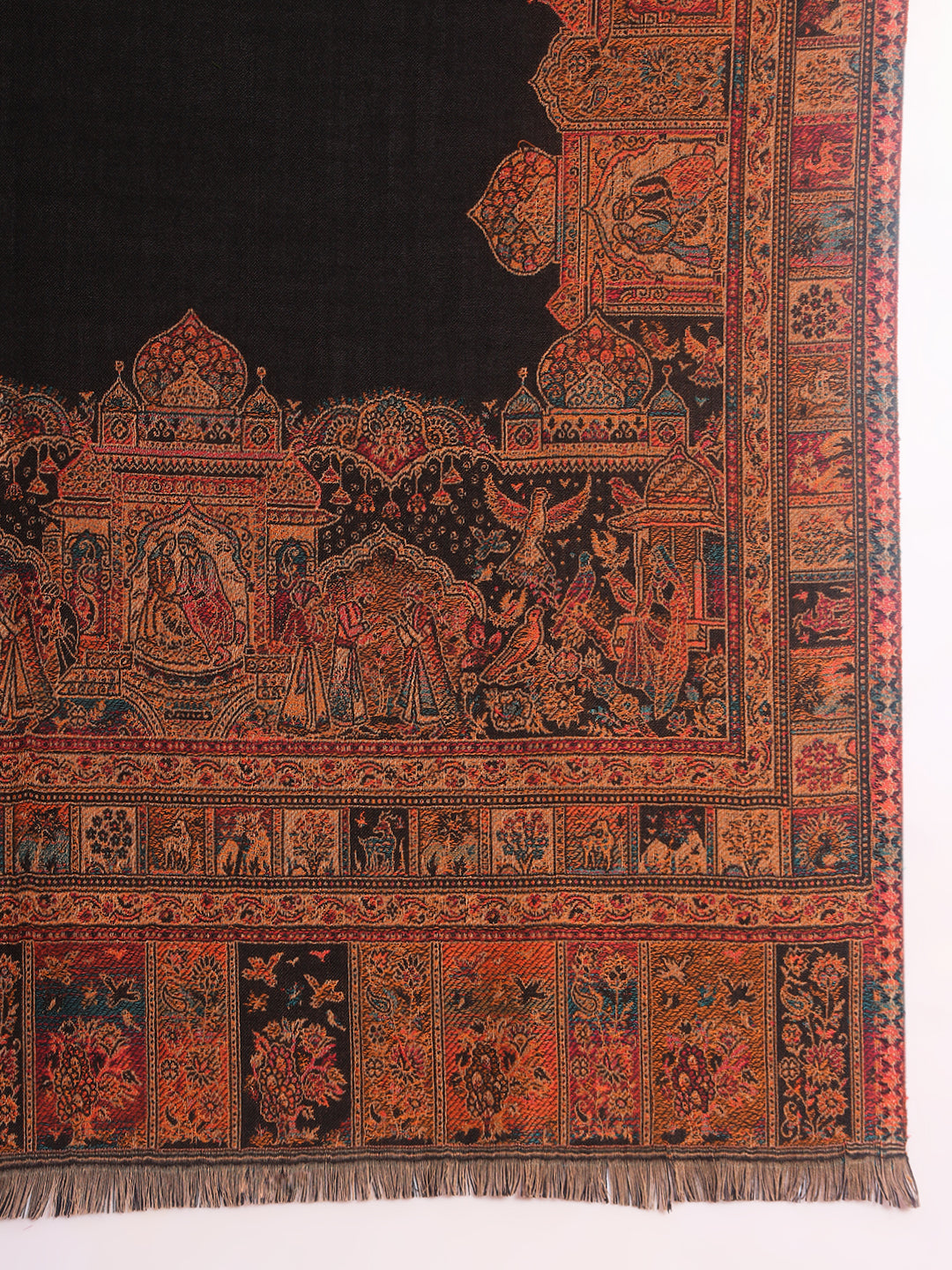 Pashmoda Men Arcadia Borders Kashmiri Jamawar Woven Shawl (Size: 101X203 CM)