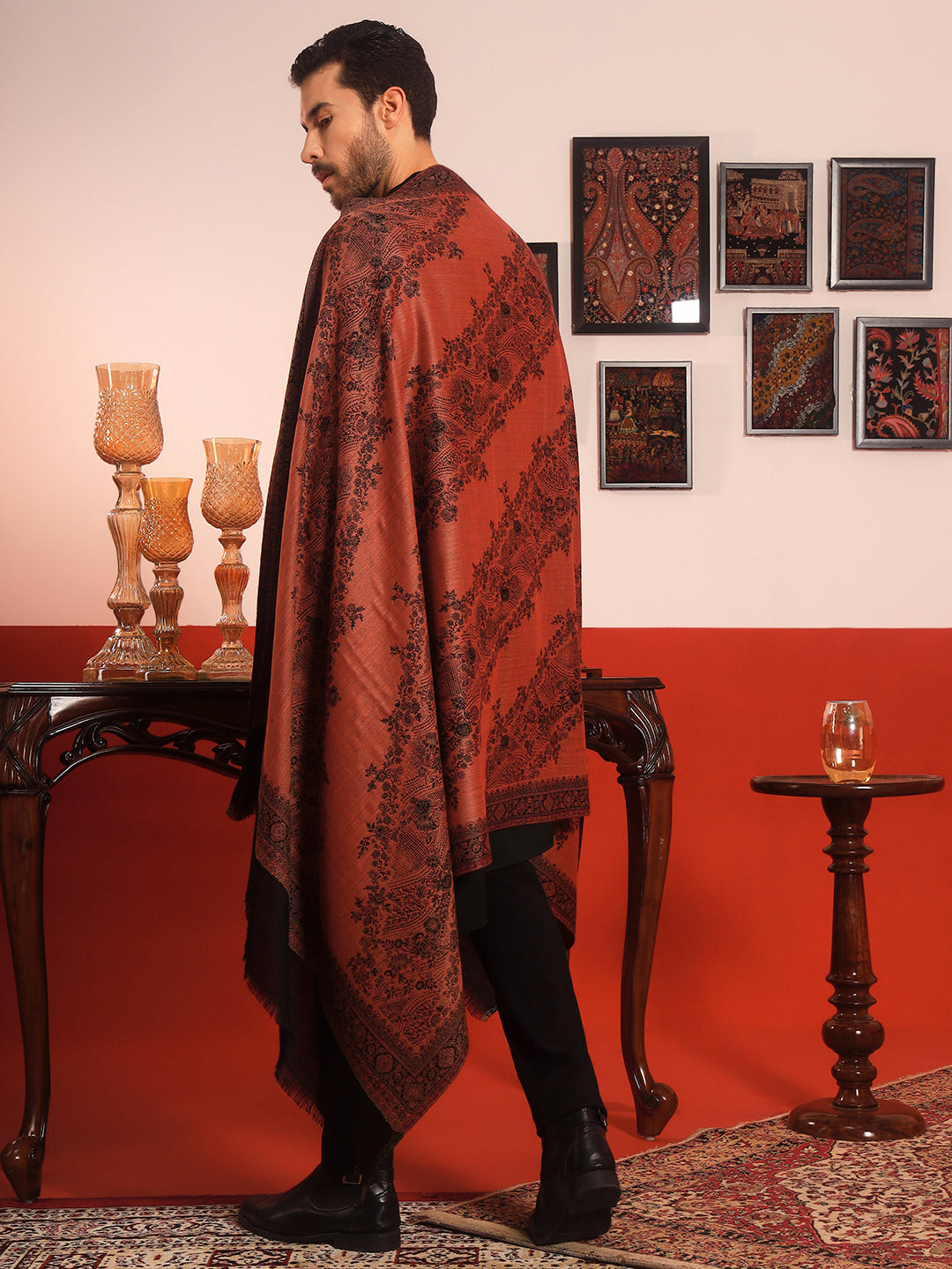 Pashmoda Men Kohsar Kashmiri Jamawar Woven Shawl (Size: 101X203 CM)