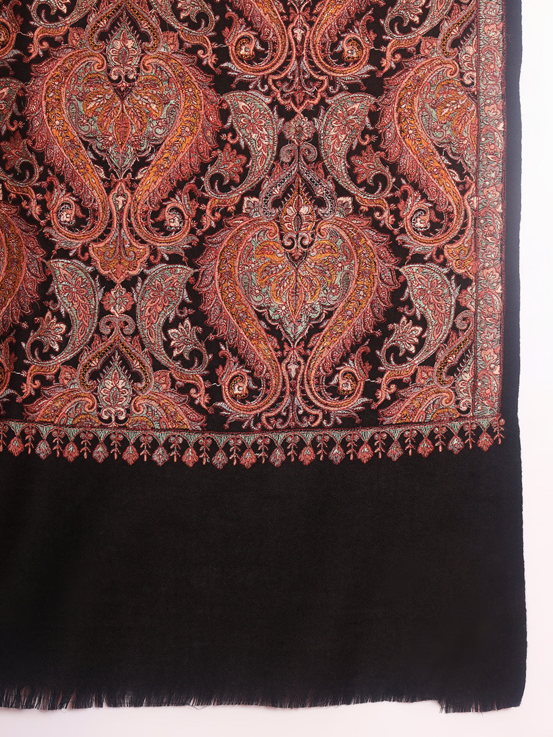 Pashmoda Men Rehnan 100% Pure Wool Sozni Hand Embroidered Shawl (Size: 101x203 Cm)