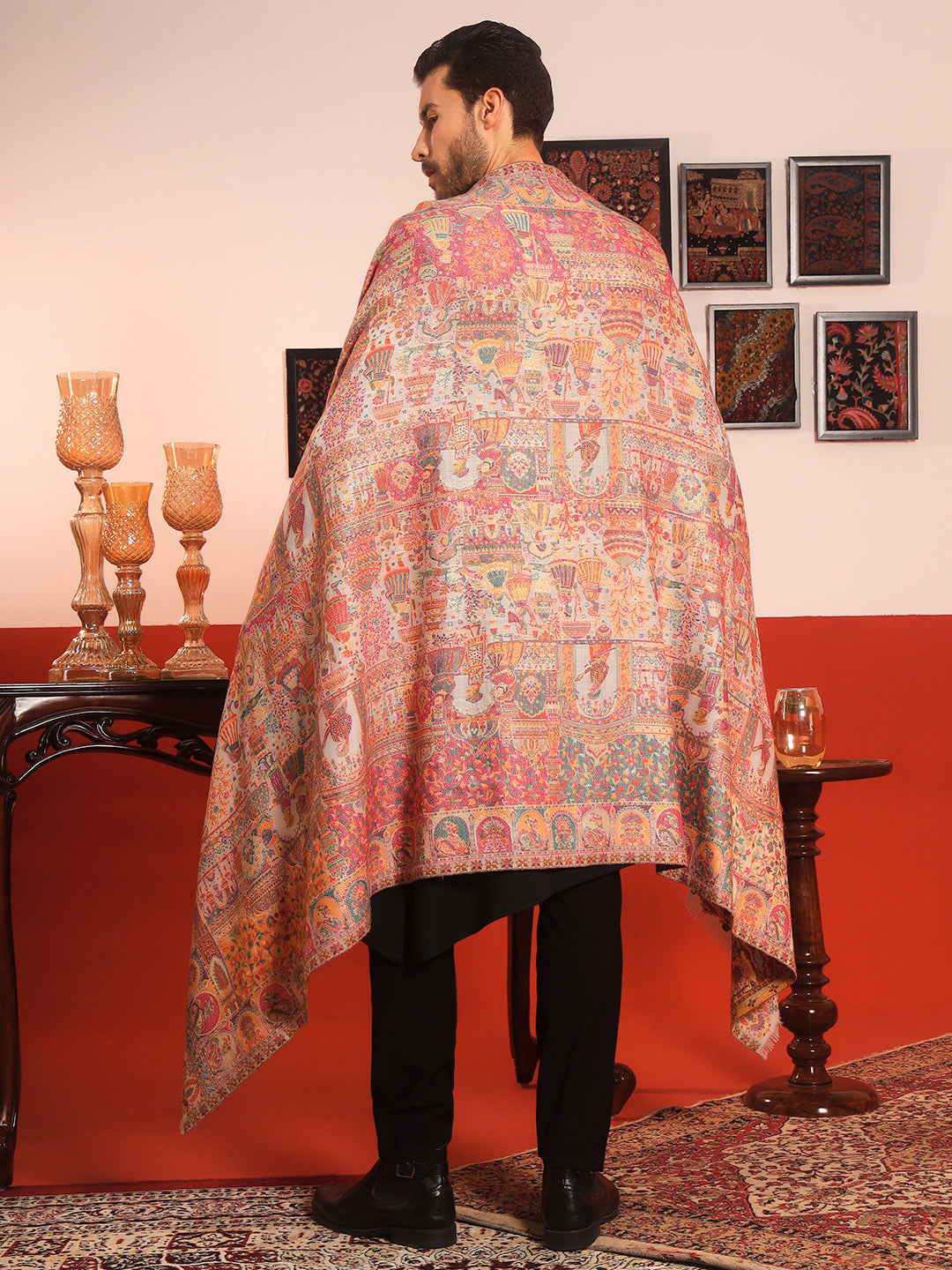 Pashmoda Men Zewar Zari Kaani Fine Wool Shawl (Size: 101X203 CM)