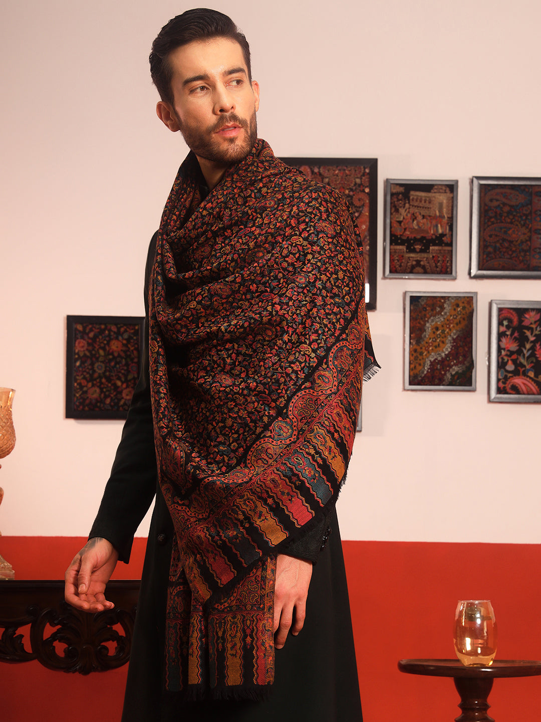 Pashmoda Men Mehak Kaani Wool Blend Kashmiri Shawl (Size: 101X203 CM)